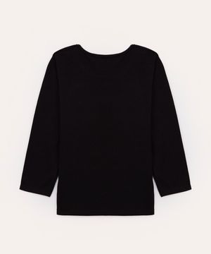 blusa infantil de algodão manga longa lisa preto