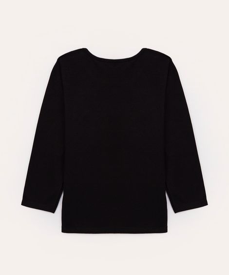 blusa infantil de algodão manga longa lisa preto