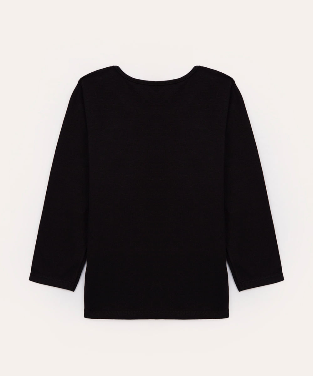 blusa infantil de algodão manga longa lisa preto