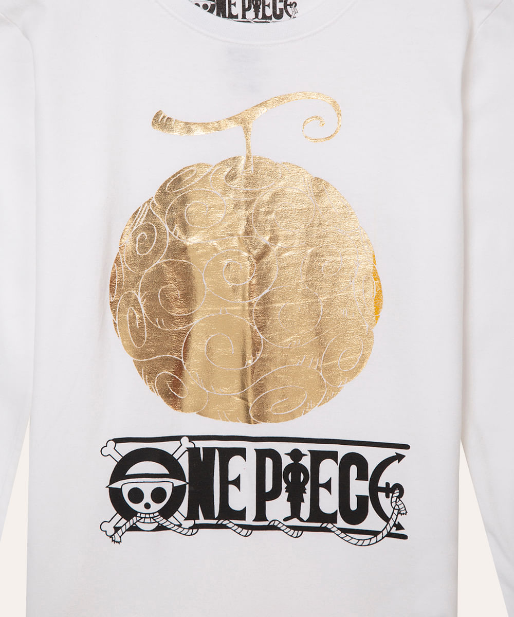 blusa infantil de algodão manga longa one piece branco