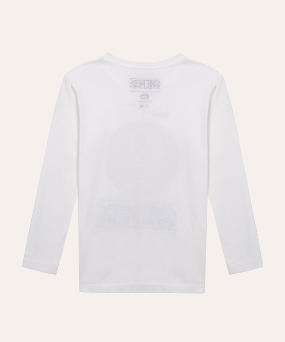 blusa infantil de algodão manga longa one piece branco