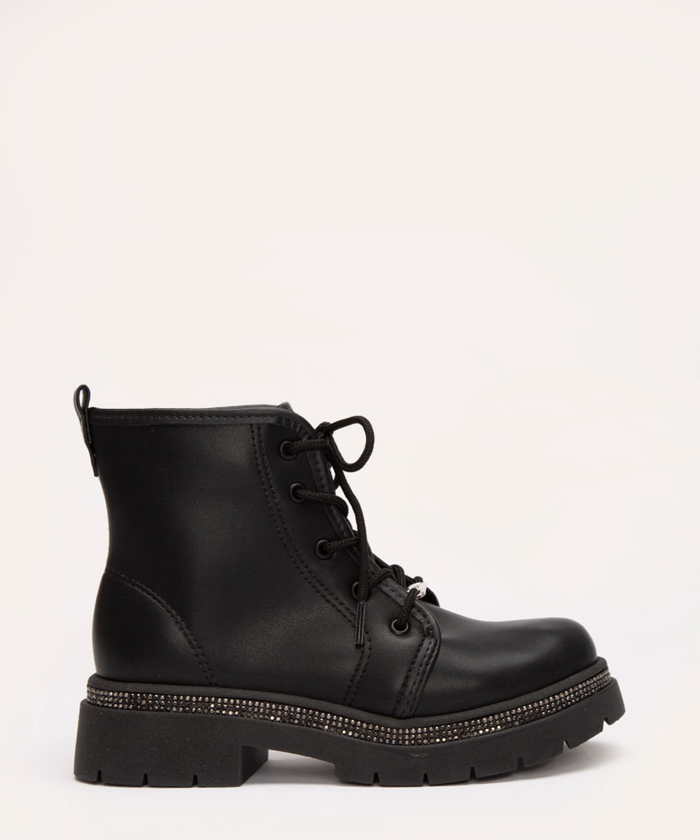 bota molekinha infantil tratorada com brilhos preto
