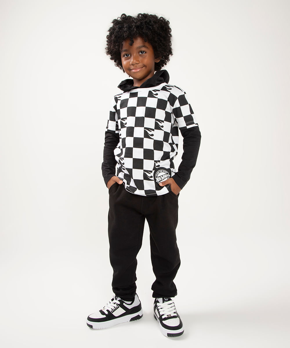 calça jogger de moletom infantil - preto