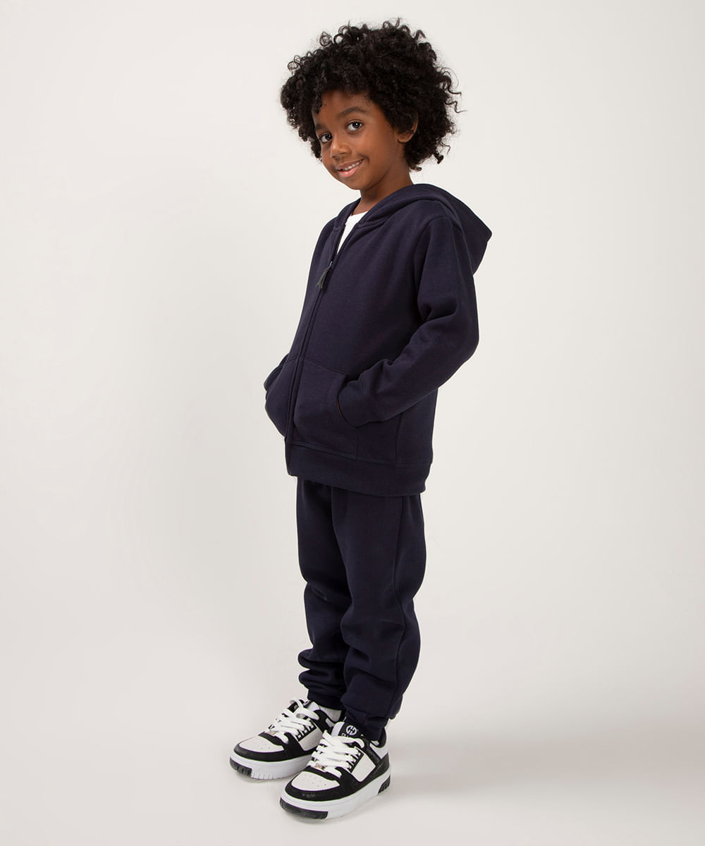 calça jogger de moletom infantil - azul marinho