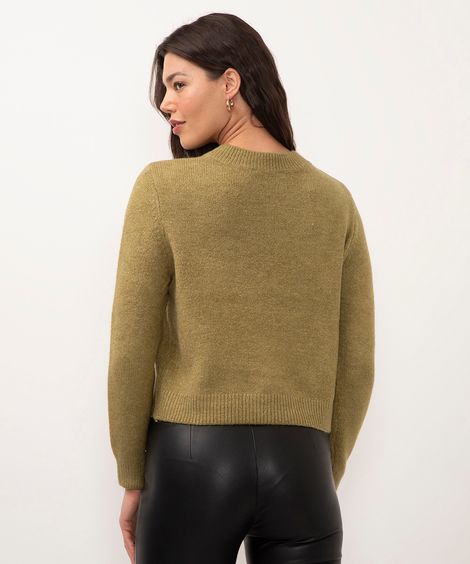 suéter básico cropped de tricô verde