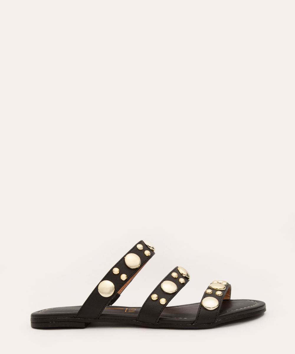 rasteira vizzano com tiras e tachas preto
