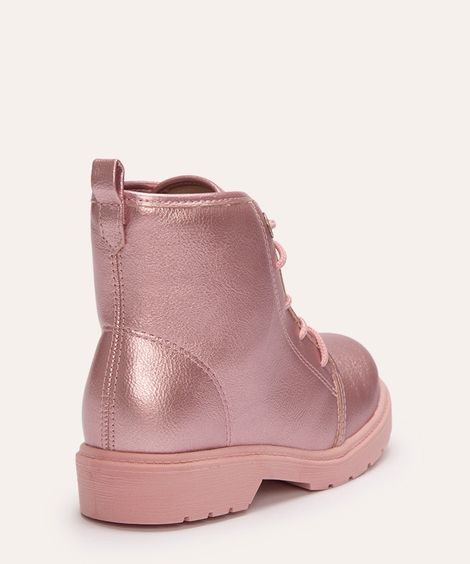 bota coturno molekinha infantil metalizada rosa