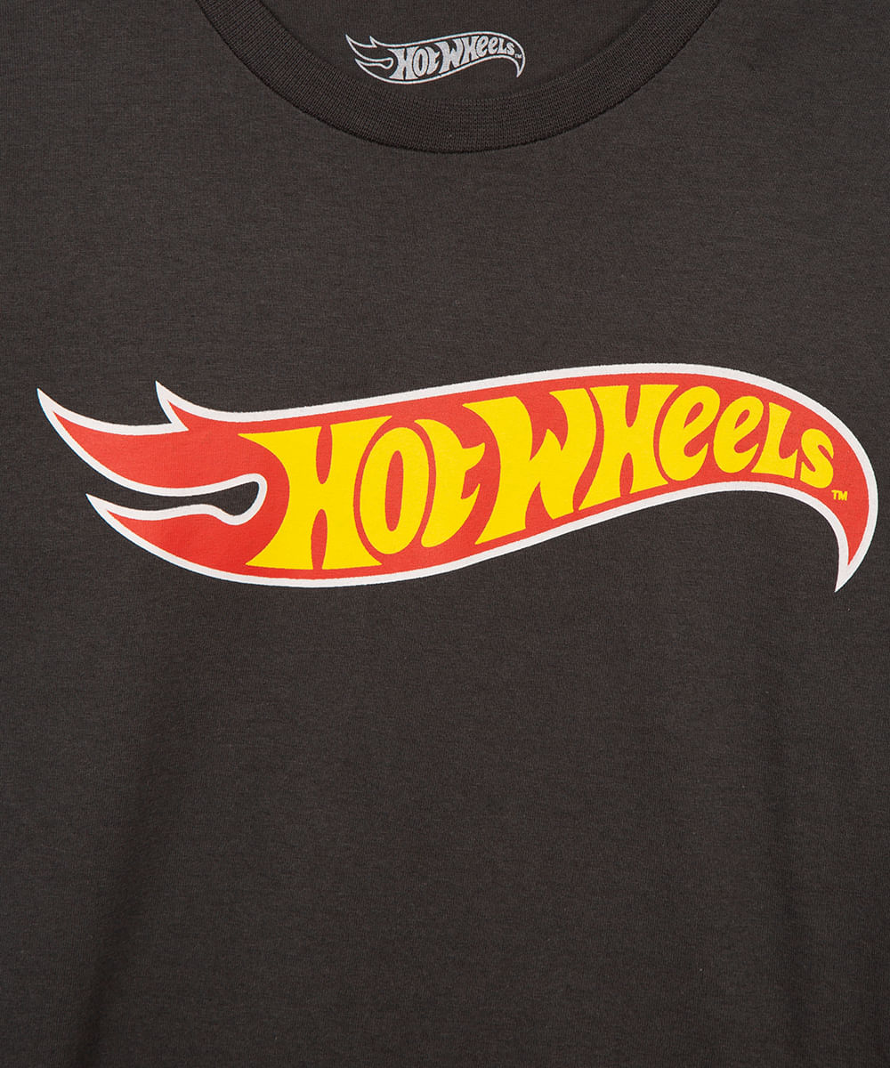camiseta infantil manga longa hot wheels cinza