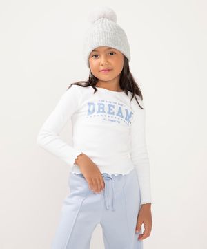 blusa infantil manga longa dream off white