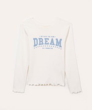 blusa infantil manga longa dream off white