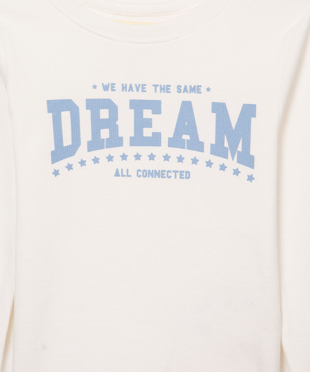 blusa infantil manga longa dream off white
