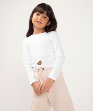 blusa de algodão infantil com brilho off white