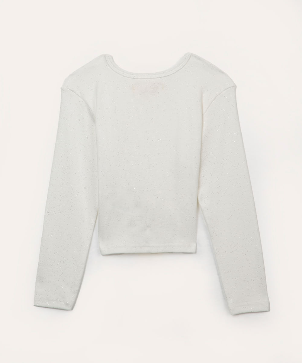 blusa de algodão infantil com brilho off white