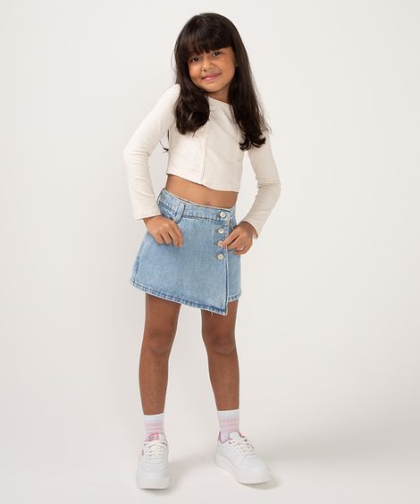 cropped de viscose infantil com brilho off white