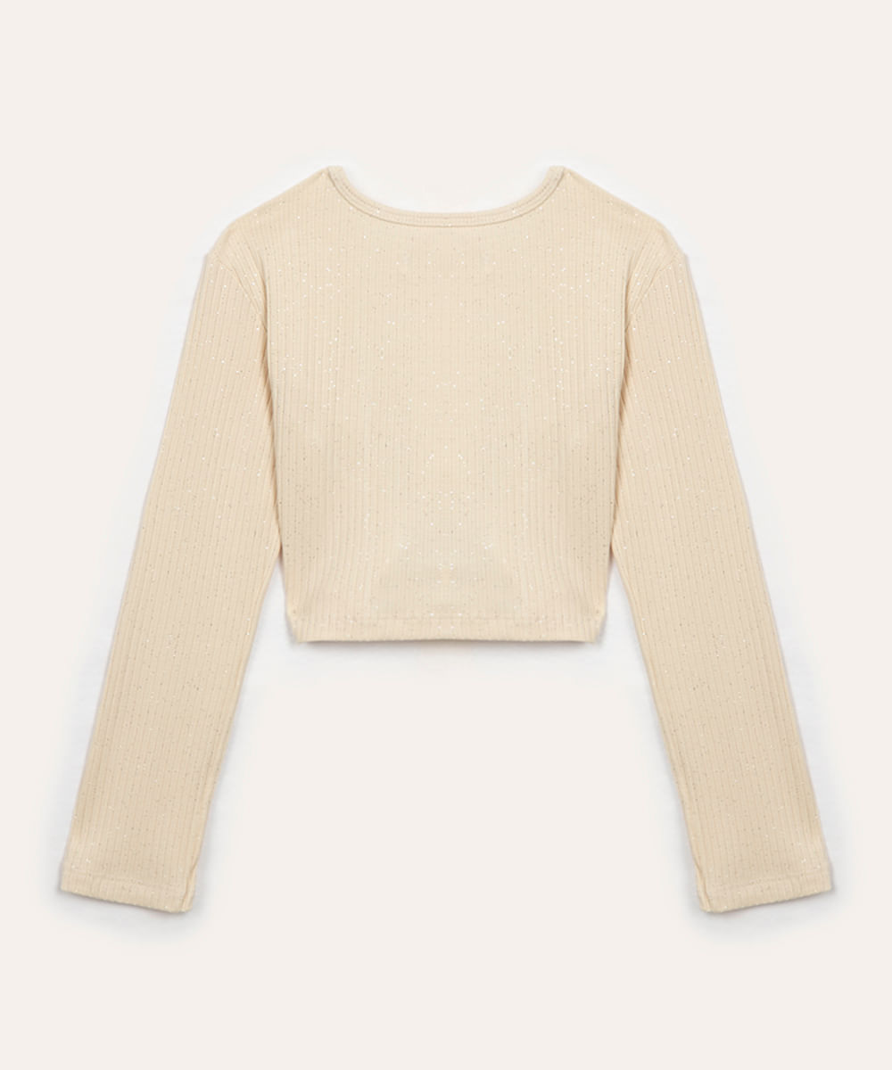 cropped de viscose infantil com brilho off white