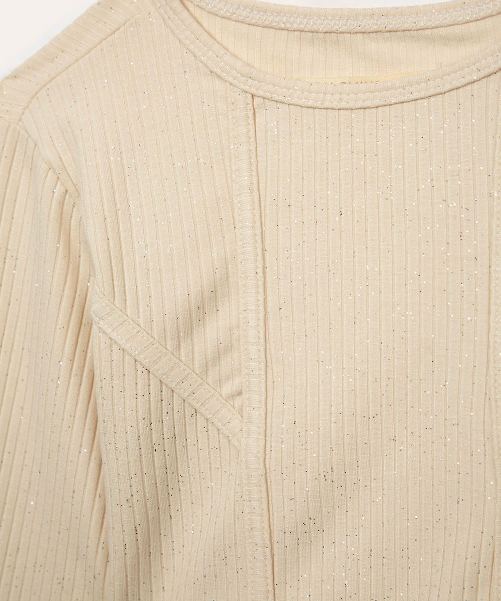 cropped de viscose infantil com brilho off white