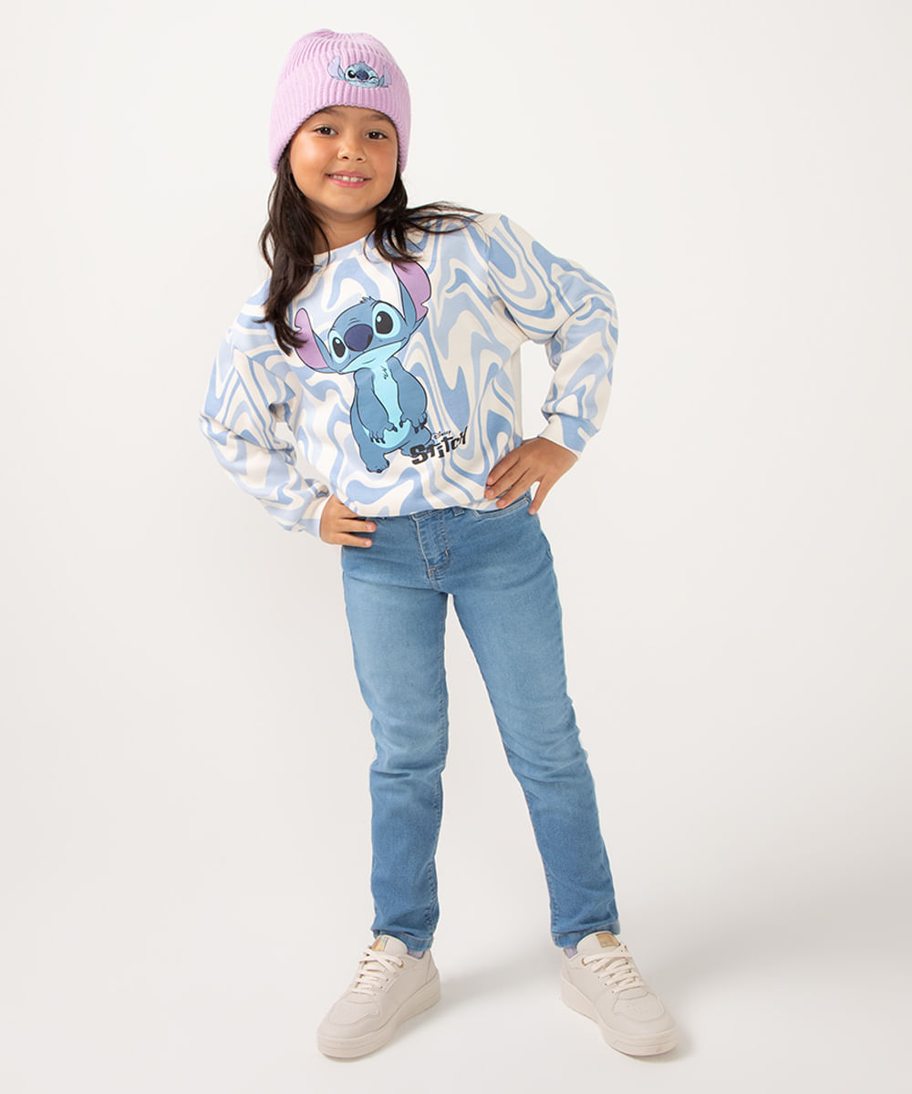 calça jeans skinny infantil azul claro
