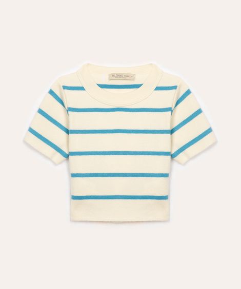 blusa de tricot infantil listrada azul