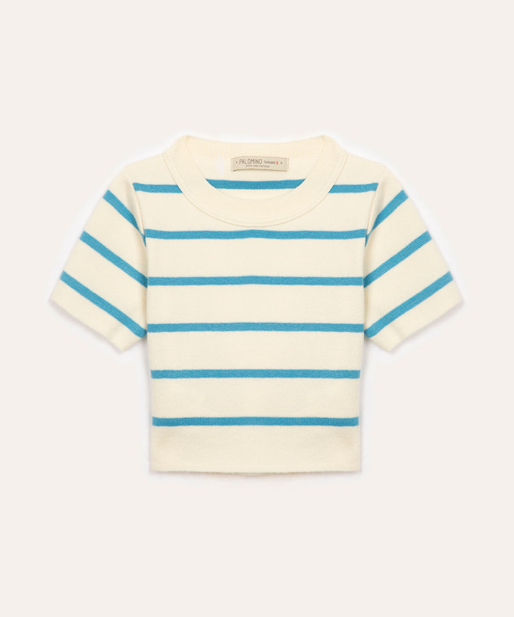 blusa de tricot infantil listrada azul