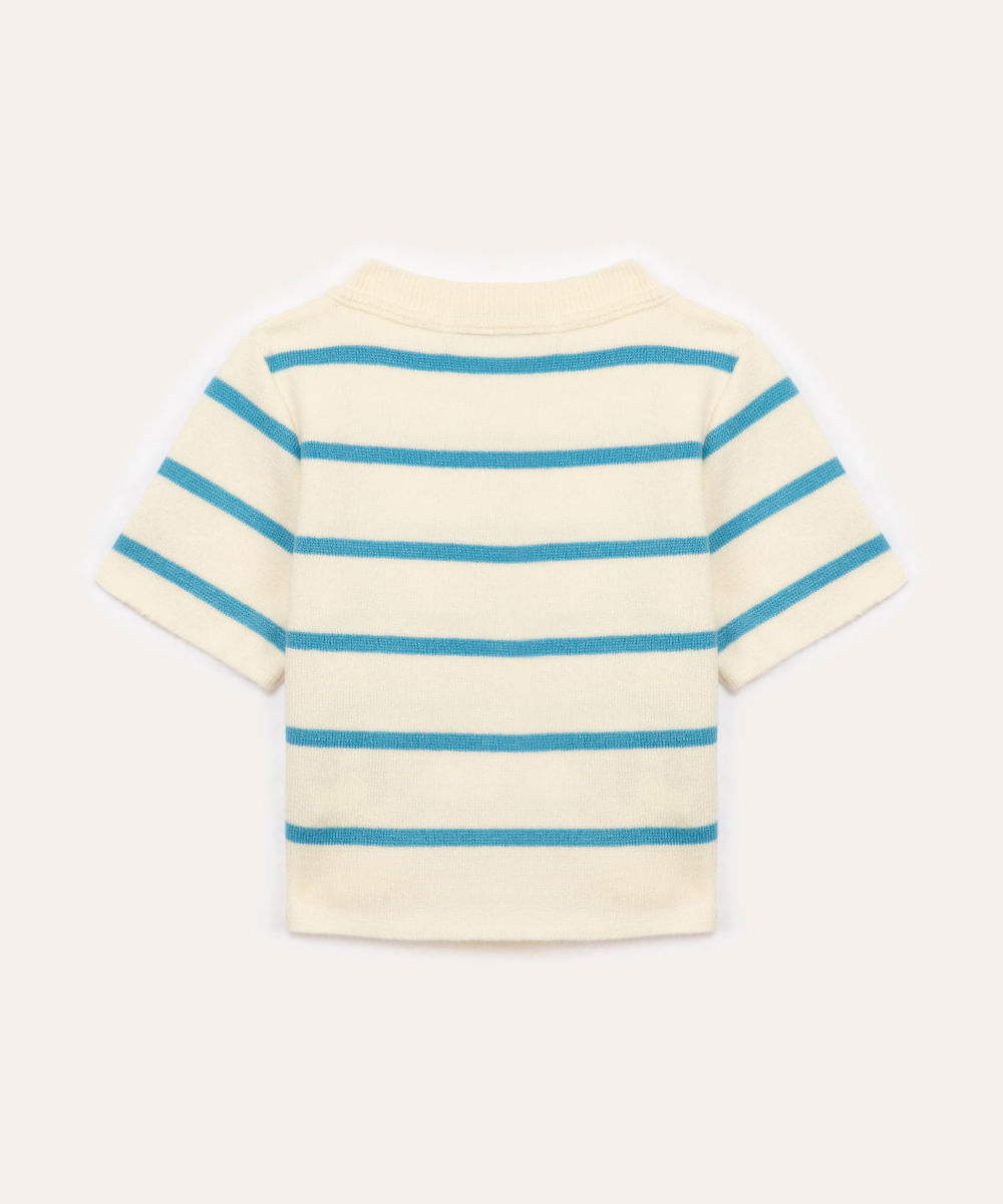 blusa de tricot infantil listrada azul