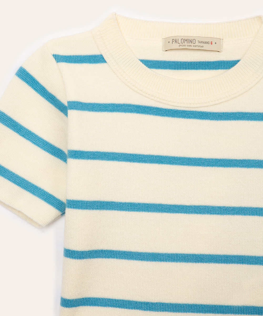 blusa de tricot infantil listrada azul