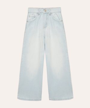 calça jeans infantil wide leg azul claro