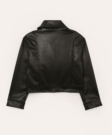 jaqueta biker infantil de poliuretano preto