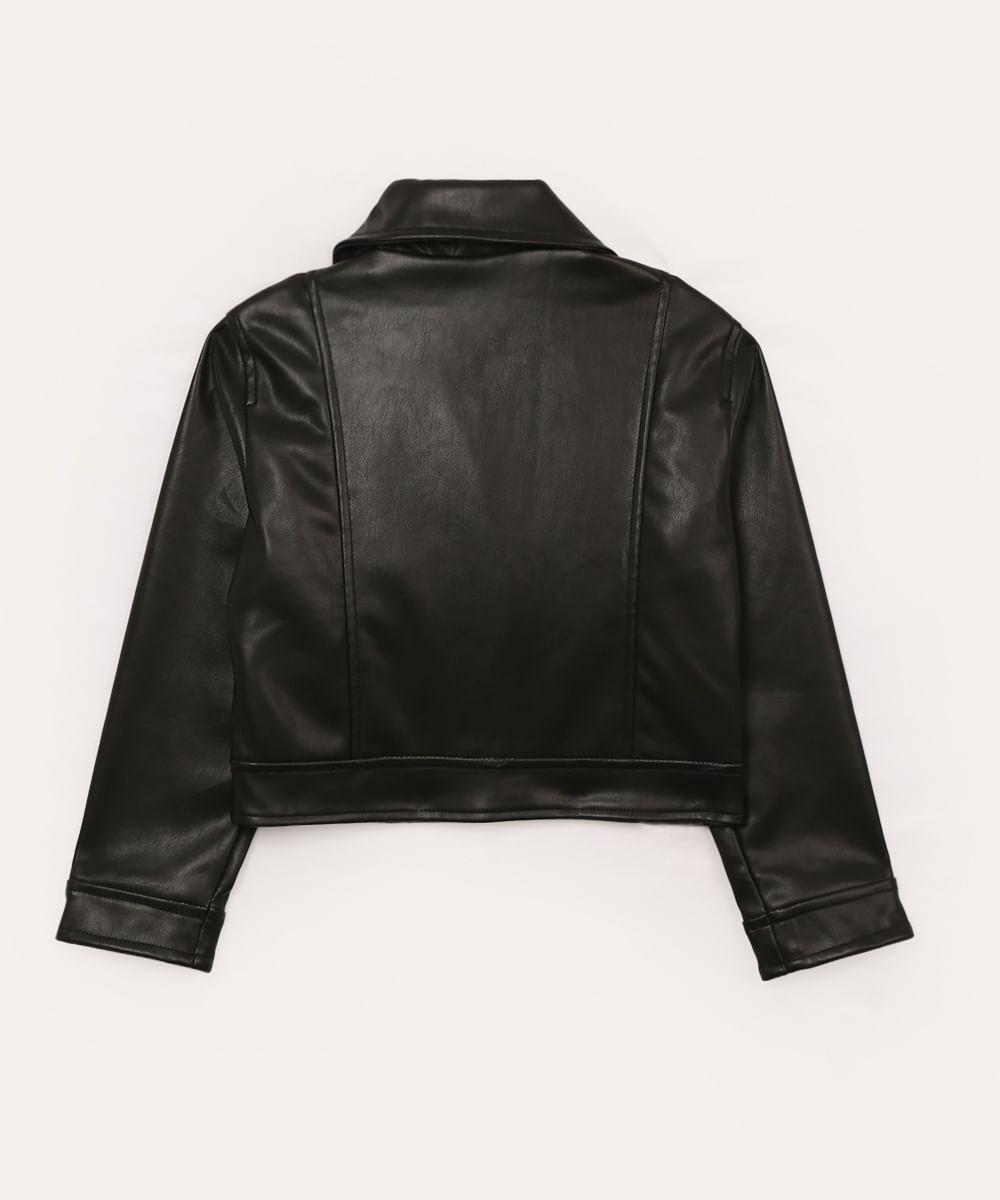 jaqueta biker infantil de poliuretano preto