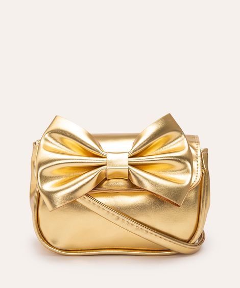 bolsa infantil metalizada laço dourado