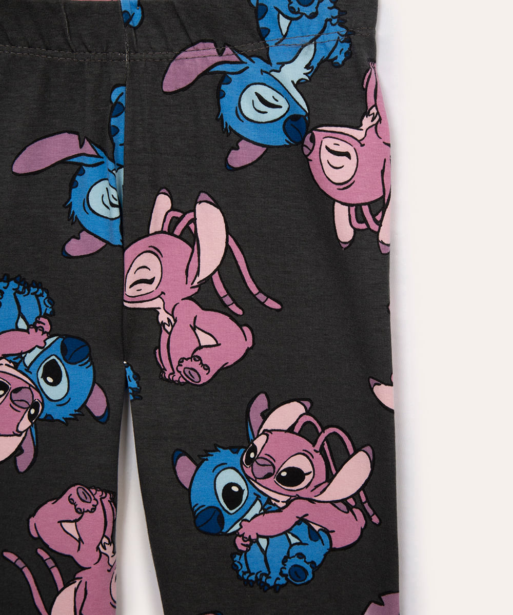 conjunto de moletom infantil stitch e angel cinza