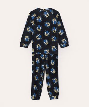 pijama de pelúcia infantil sonic azul marinho