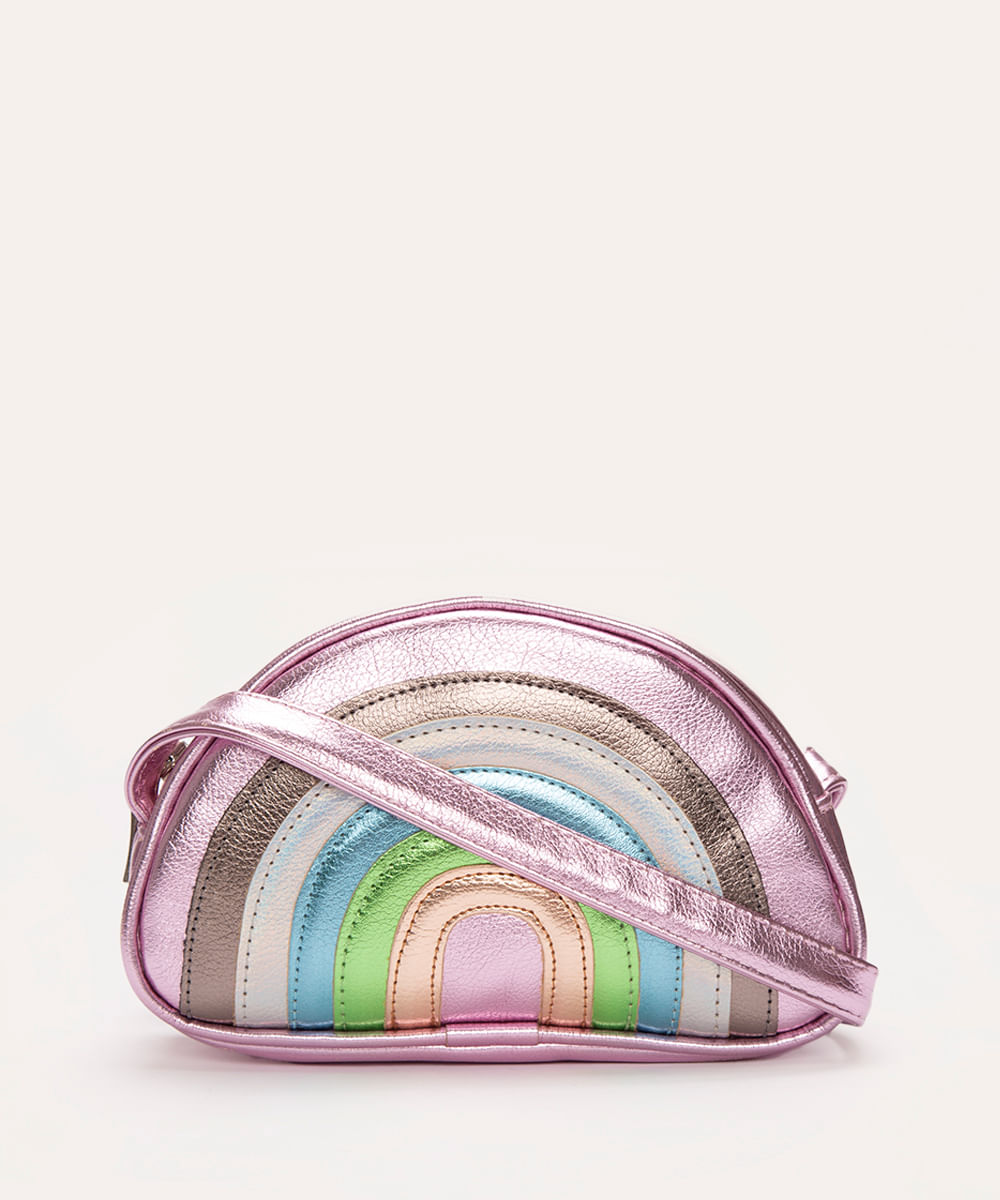 bolsa infantil metalizada arco-íris colorido