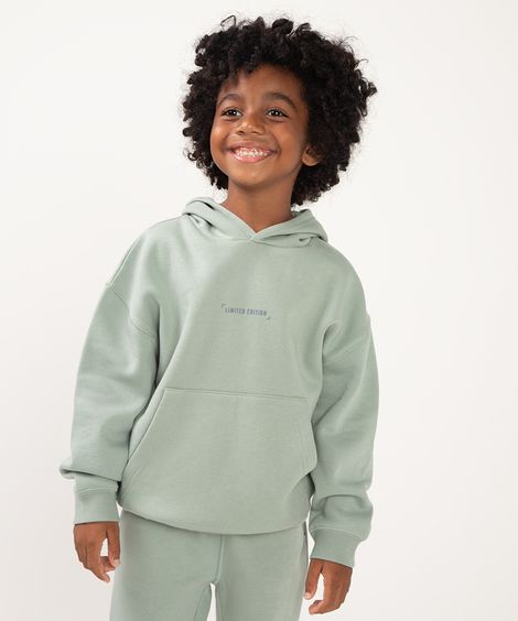 blusão de moletom infantil com capuz limited edition verde