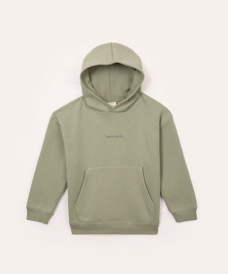 blusão de moletom infantil com capuz limited edition verde