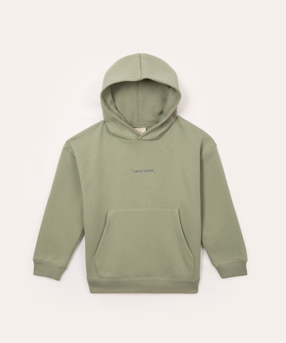 blusão de moletom infantil com capuz limited edition verde
