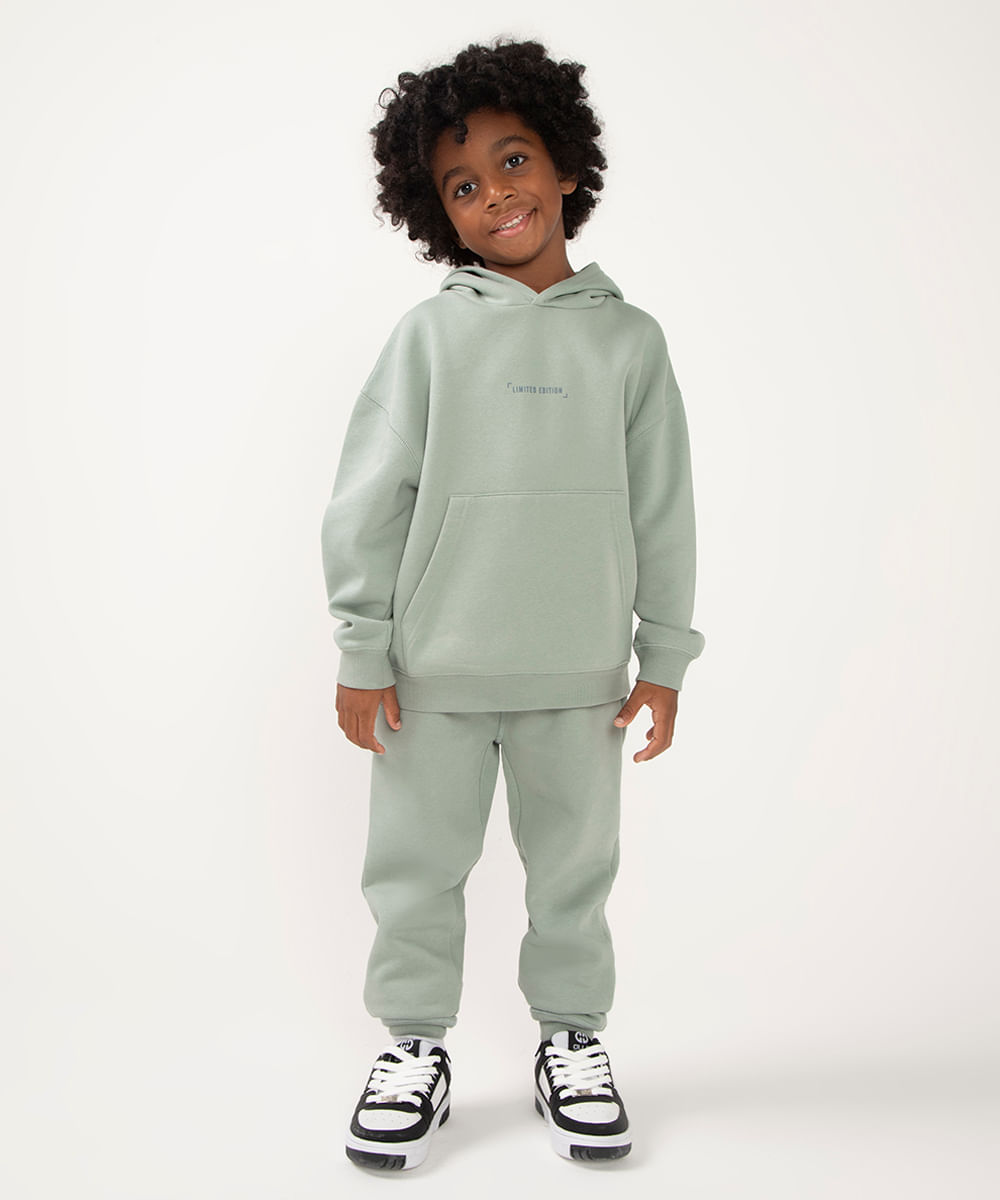 blusão de moletom infantil com capuz limited edition verde