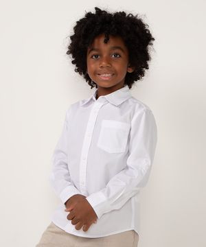camisa infantil manga longa branca