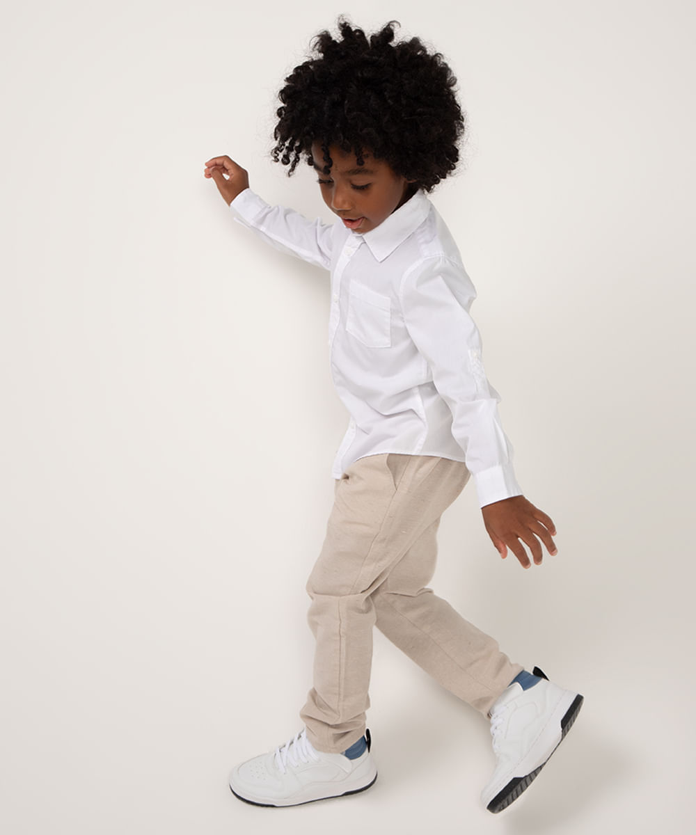 camisa infantil manga longa branca