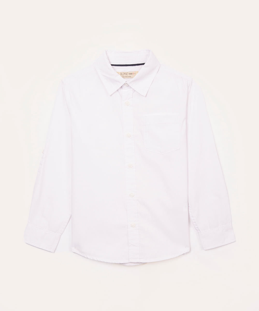 camisa infantil manga longa branca
