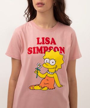 camiseta de algodão lisa simpson rosê