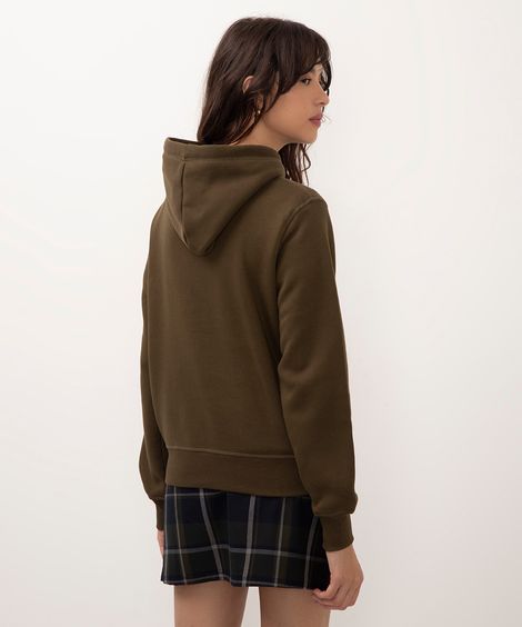 blusão de moletom bordado snoopy verde militar