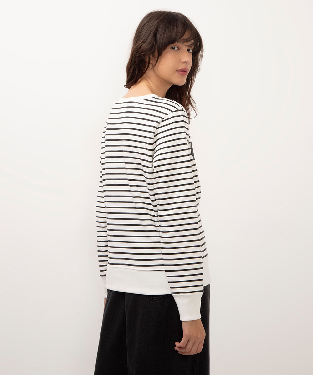 blusa de moletom listrada mickey off white