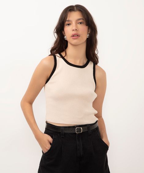 cropped regata de tricot off white