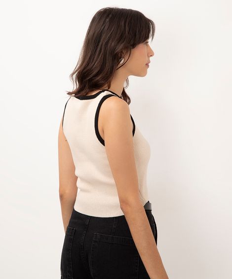 cropped regata de tricot off white