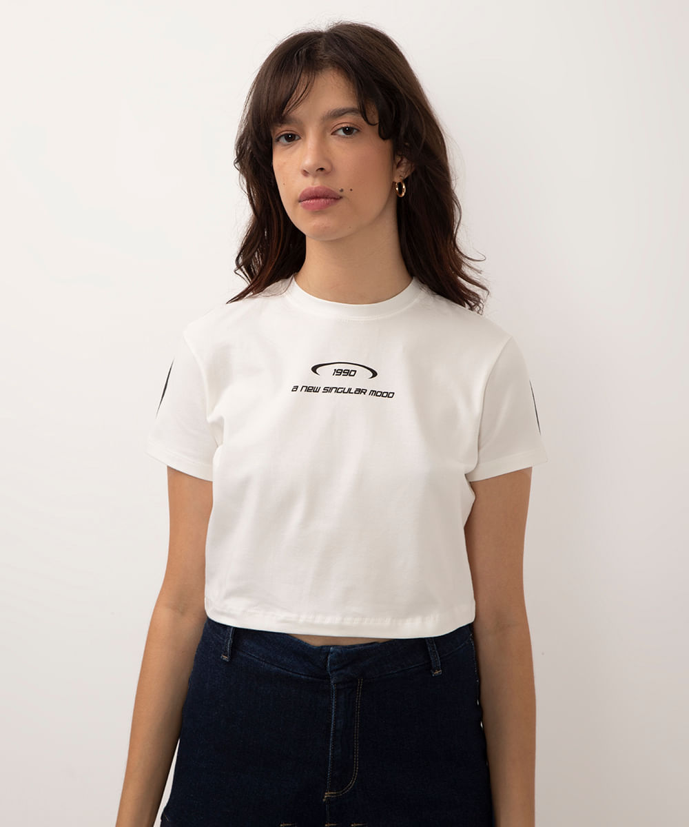 cropped de algodão 1990 off white
