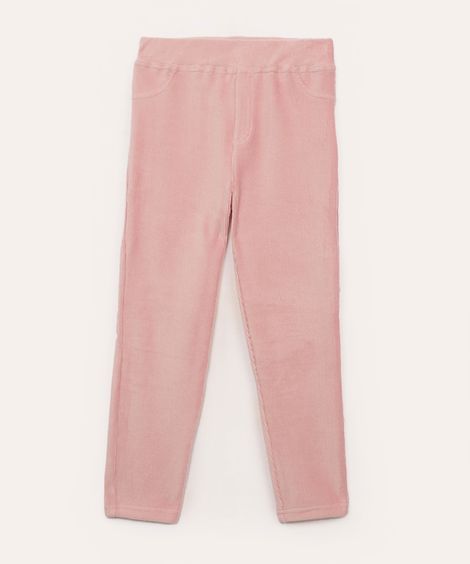 calça legging infantil aveludada rosa
