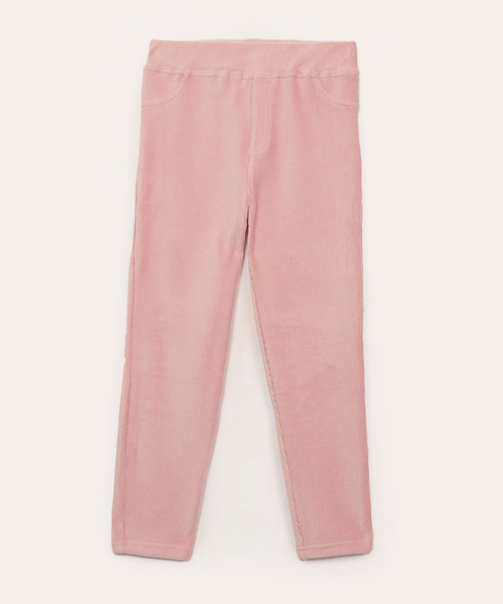 calça legging infantil aveludada rosa
