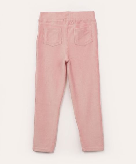 calça legging infantil aveludada rosa