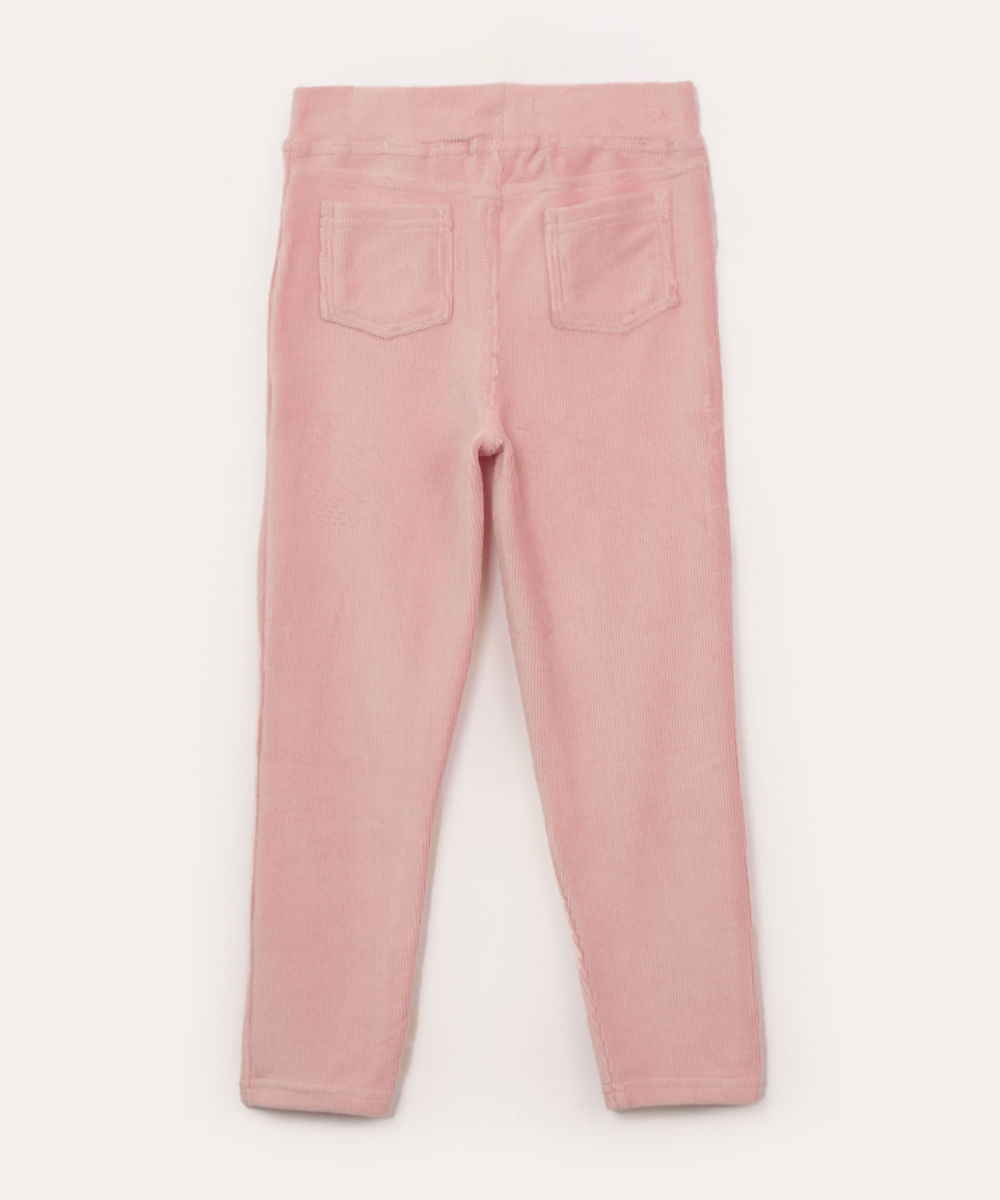 calça legging infantil aveludada rosa