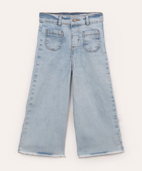 calça jeans wide leg infantil azul claro